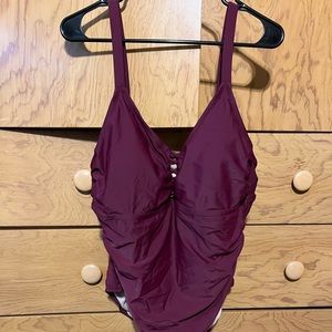 Maroon One Piece Swimsuit